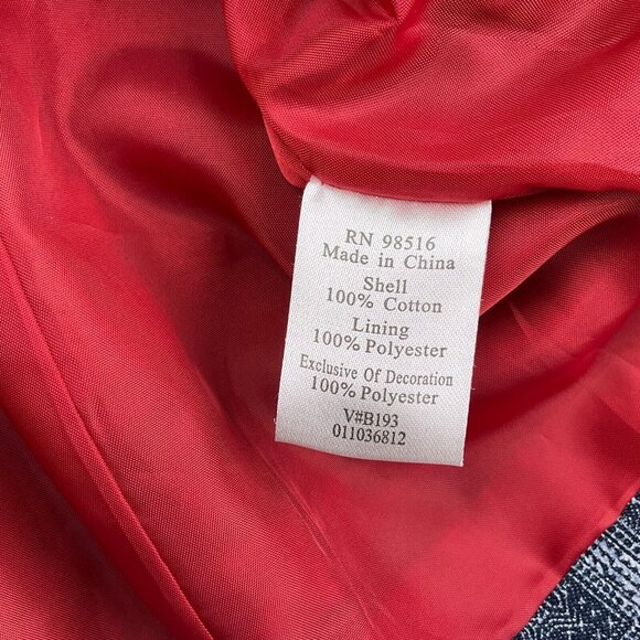 Coldwater Creek Jacket Women 8 Petite Red Blue Geometric Stripe Boho Diamond - Picture 7 of 11